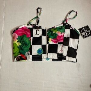 Black and White Sleeveless Crop Camisole